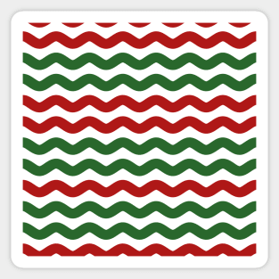 Red and Green Stripes Christmas pattern, gift wrapper pattern Sticker